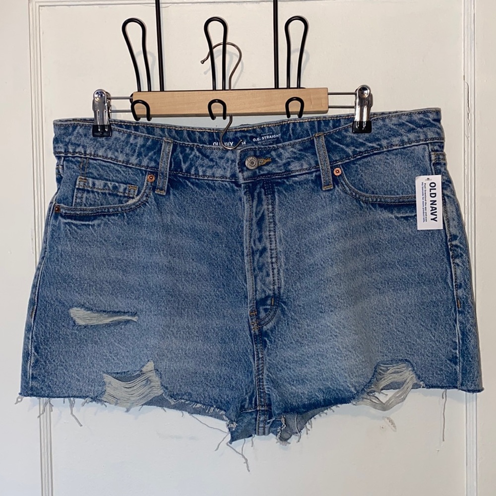 Old Navy O.G. High-Rise distressed denim jean short shorts - Picture 2 of 9